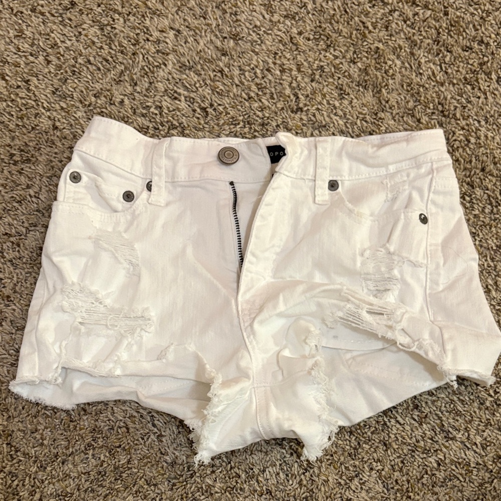 Aeropostale White Distressed Jean Shorts